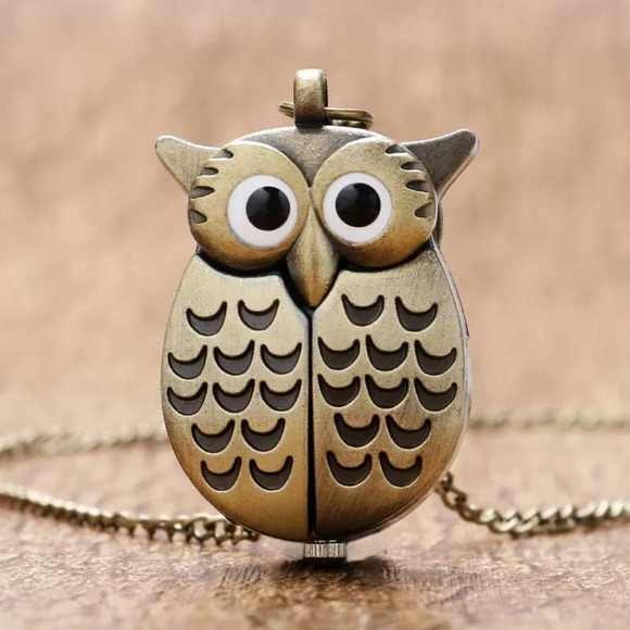 Owl Watch Pendant NEW Bronze Metal Pocket Watch Necklace - Picture 5 of 13